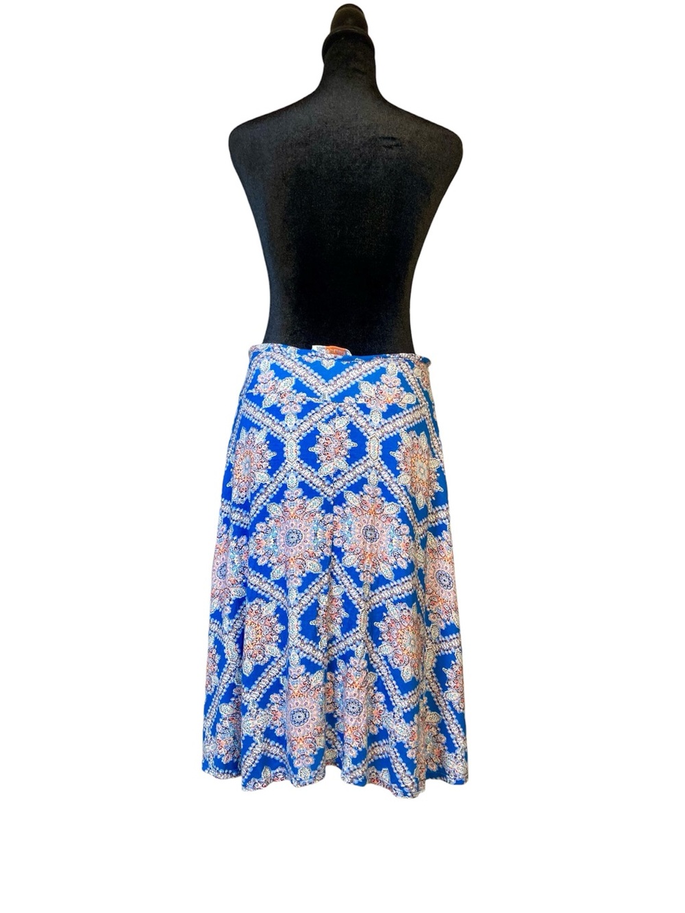 Renee C. Bright Blue Medallion A-Line Skirt Size Medium - Picture 3 of 8